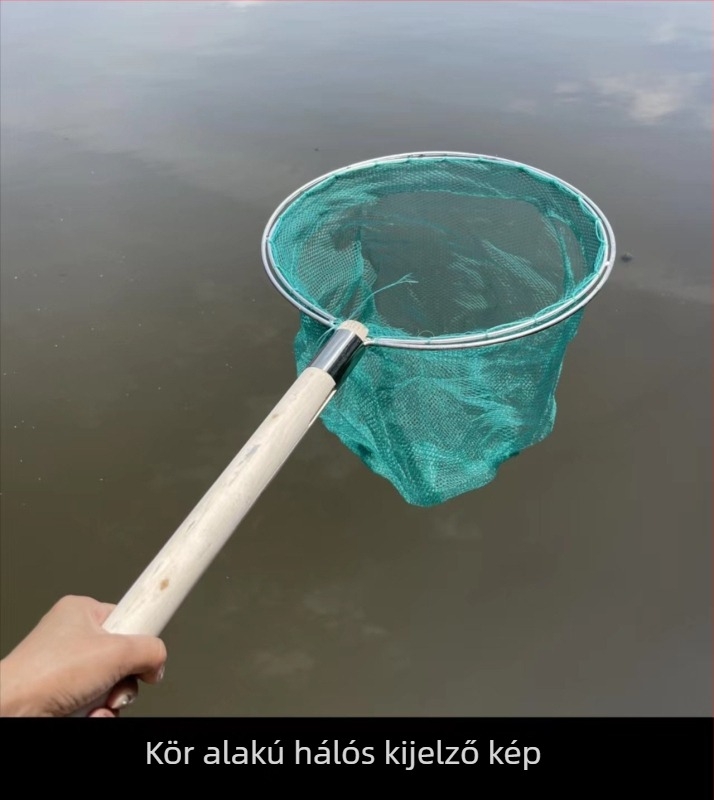 Fából készült nyélű horgász háló dupla kerettel, csomómentes háló, akváriumi felszerelés