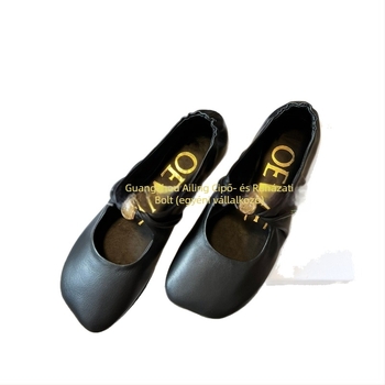 Mary Jane cipők split bőrből, kerek orr, lapos sarok, természetes bőr talptalp, slip-on