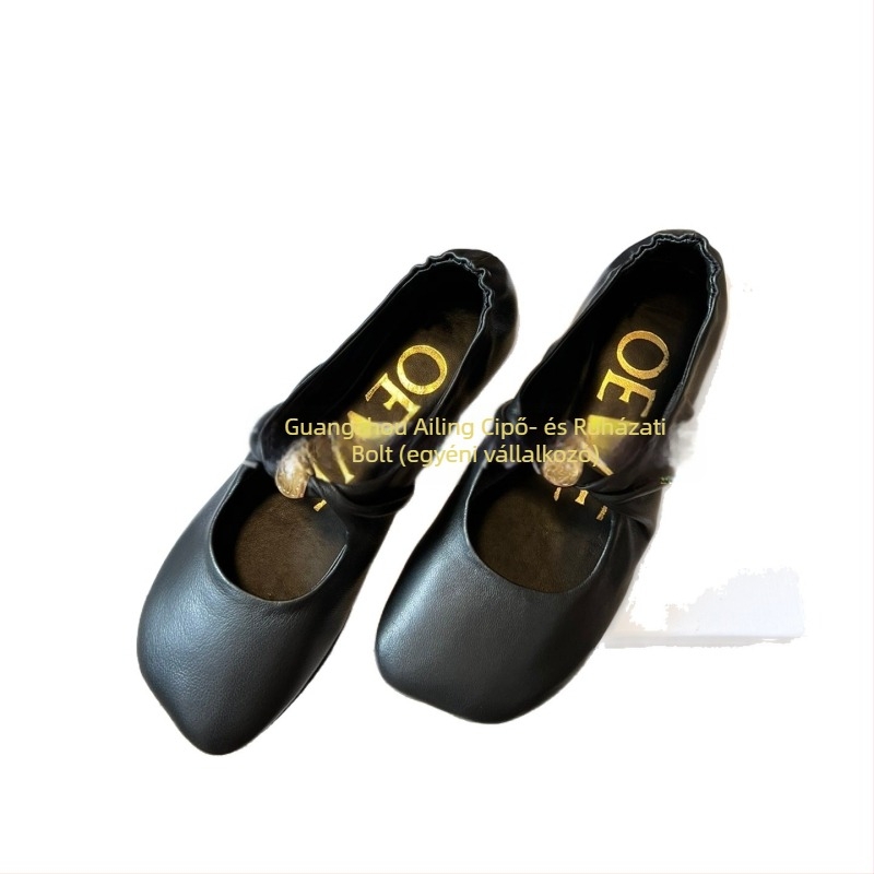 Mary Jane cipők split bőrből, kerek orr, lapos sarok, természetes bőr talptalp, slip-on