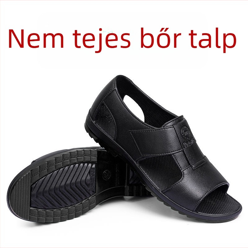 Férfi strandpapucs PVC felsőrésszel, gumírozott talppal, csúszásmentes, légáteresztő, nyitott lábujjakkal, mindennapi strandcipő