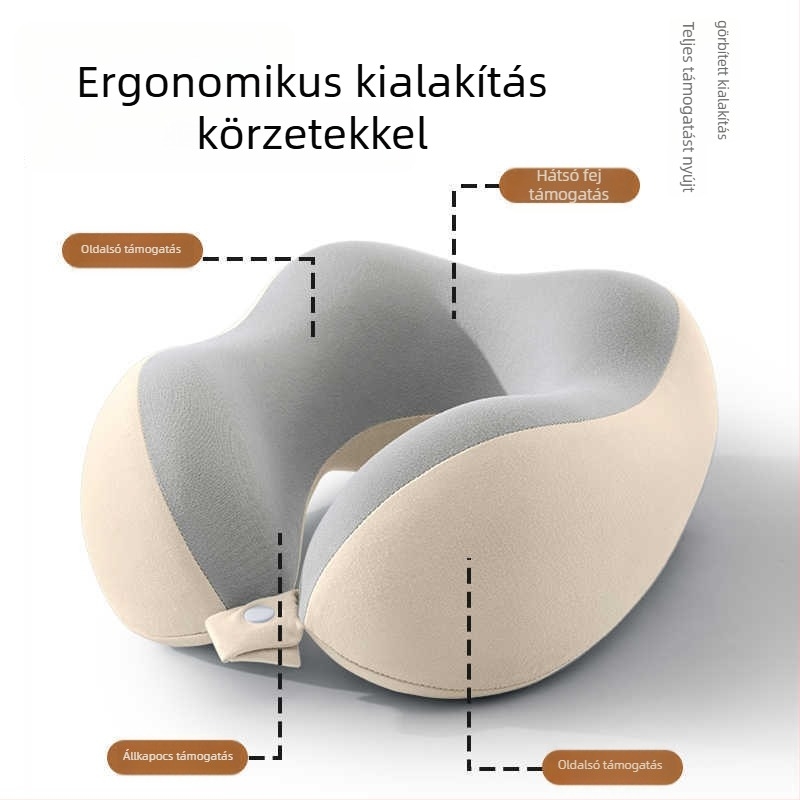 Memóriahabos U-alakú utazó párna tej-selyem huzattal, 0,5 kg alatt, felnőtteknek