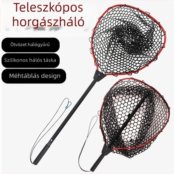 Alumíniumötvözetből készült horgászháló szilikon hálós táskával, hordozható felszerelés, licencelt magáncímke