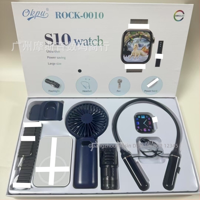 Smartwatch R0CK-006 5-in-1 készlet: AMOLED négyszögletes kijelző, alumínium ötvözet tokozás, napi vízállóság, pulzus- és oxigén monitorozás