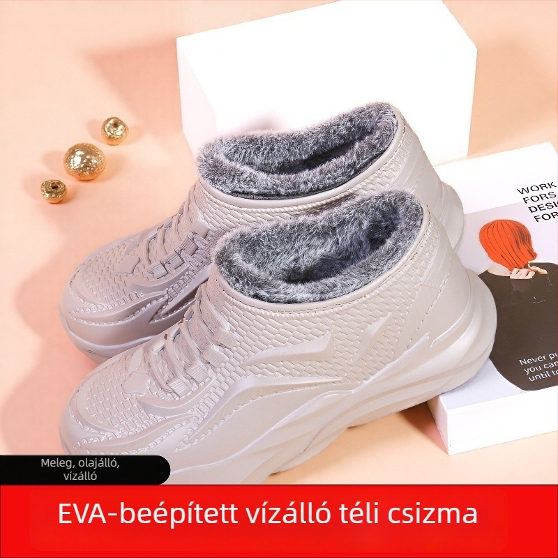 Férfiaknak és nőknek téli hócsizma — vízálló, meleg, EVA felső rész, EVA talp, műplüss belső bélés