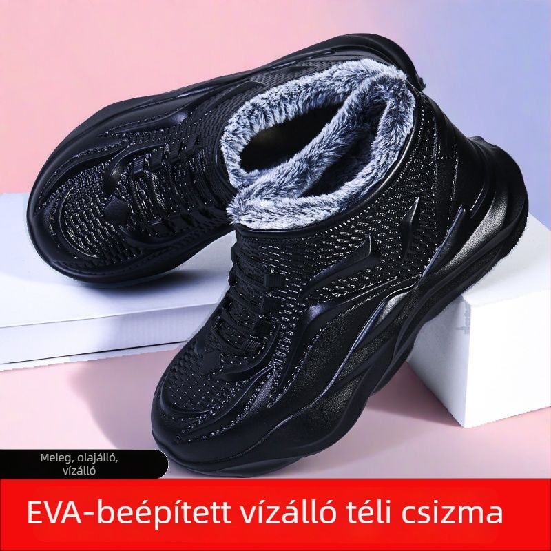 Férfiaknak és nőknek téli hócsizma — vízálló, meleg, EVA felső rész, EVA talp, műplüss belső bélés