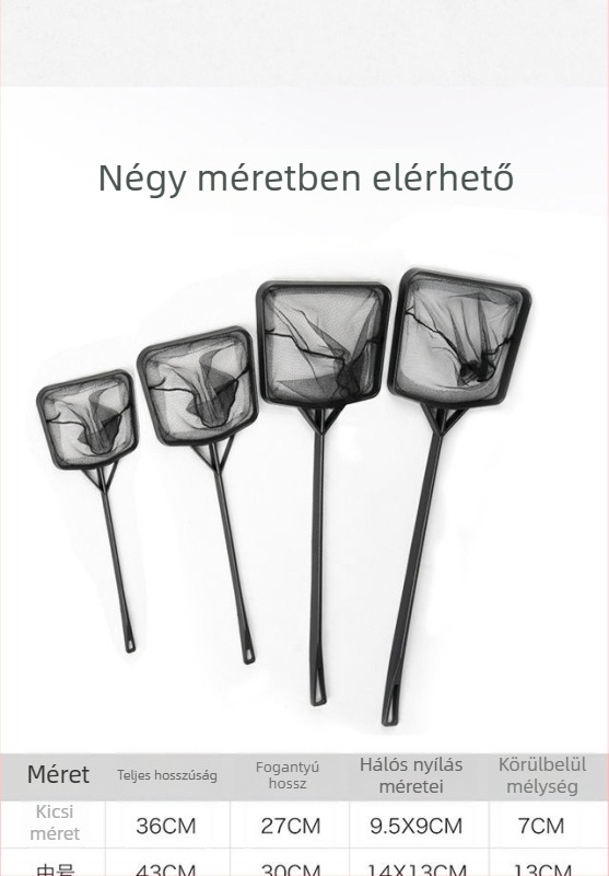 Négyszögletes akváriumi kézi háló – ABS anyag, 1 kg, Cikkszám 1221