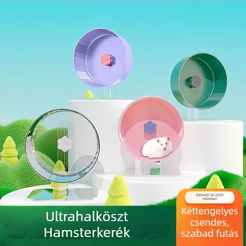 Műanyagból készült csendes hamster futókerék átlátszó tartóval