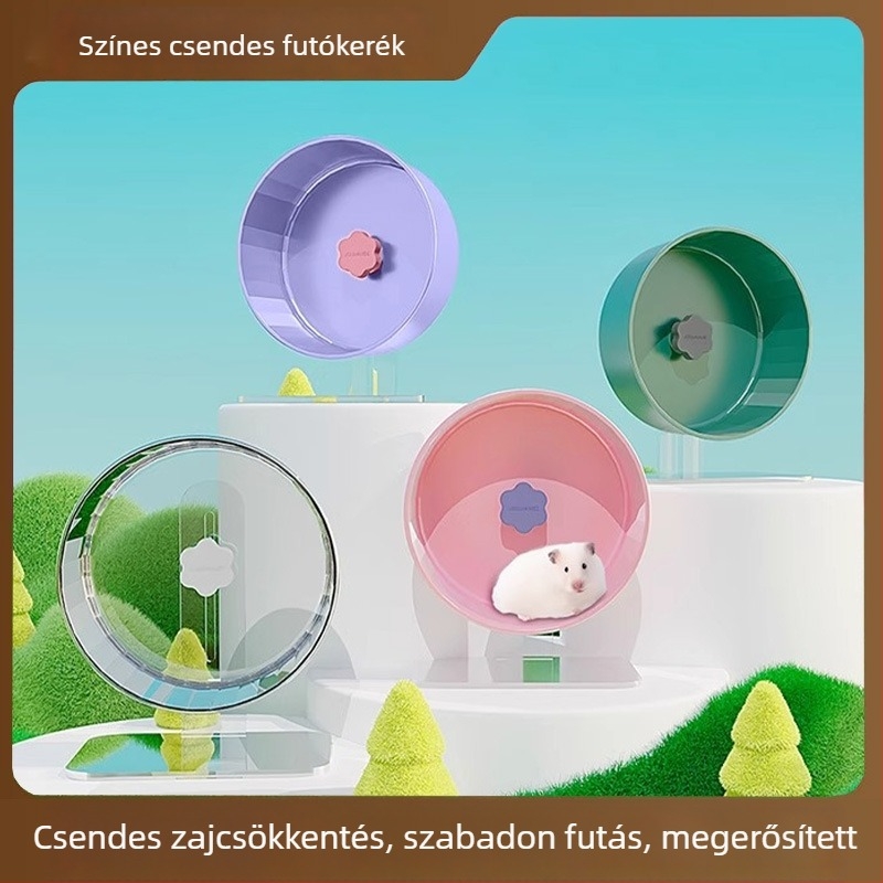 Műanyagból készült csendes hamster futókerék átlátszó tartóval