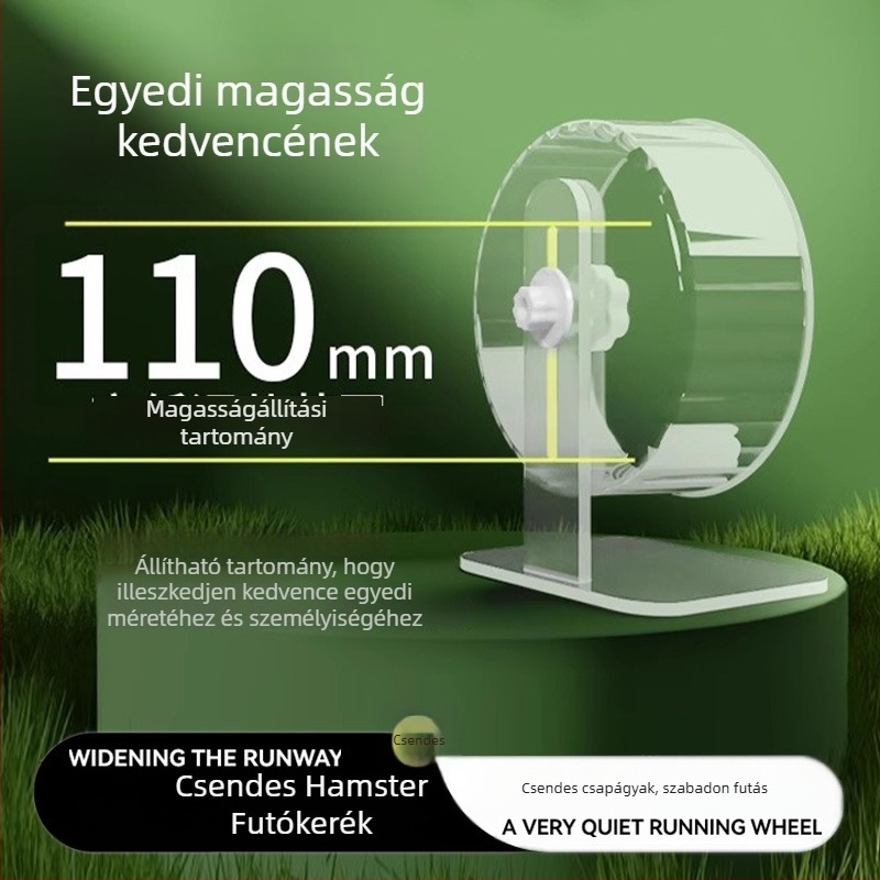 Műanyagból készült csendes hamster futókerék átlátszó tartóval
