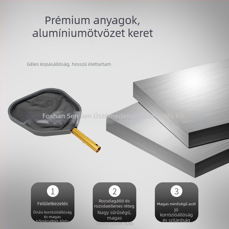 Medencére való alumíniumvázú háló – sűrű, sekély háló levelek és szemét gyűjtésére, medence tisztító kiegészítő