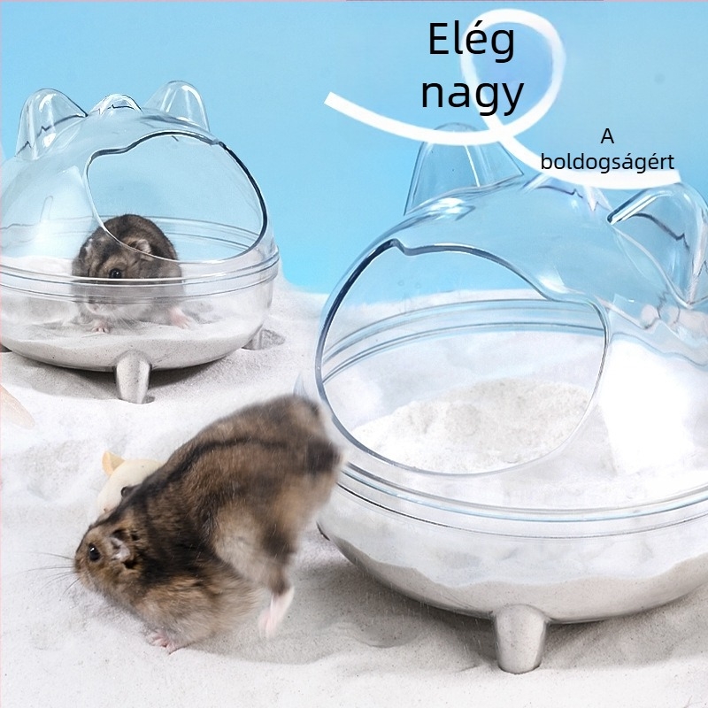 Macska alakú hörcsög fürdetőedény, fröccsenés elleni védelem, porálló, nagy méret, kétfunkciós használat