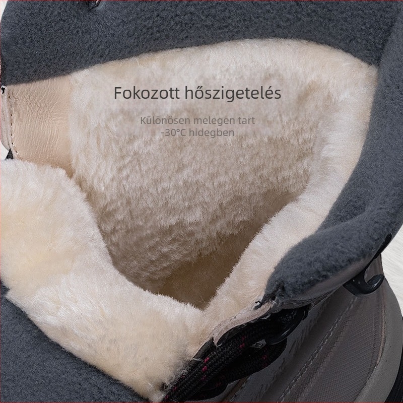 Férfi téli hócipő cipzárral – vízálló, csúszásmentes talp, belső műszőrmés bélés, rövid fazon