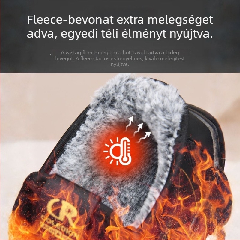 Férfi téli papucsok vastag talppal, több anyagból készült felsőrésszel, könnyű kompozit talppal, vízálló, csúszásmentes, meleg