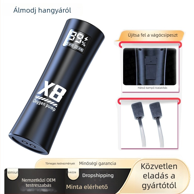 Dreaming Ant AC/DC nagy teljesítményű oxigénpumpa tavakhoz és akváriumokhoz, újratölthető, 308 g