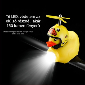 Gyerekeknek való kerékpárfény sisakra kacsa formájú, rögzítés pánttal – 130 lm, 900 mAh akkumulátor, anyag szilikon+ABS, Jetcool