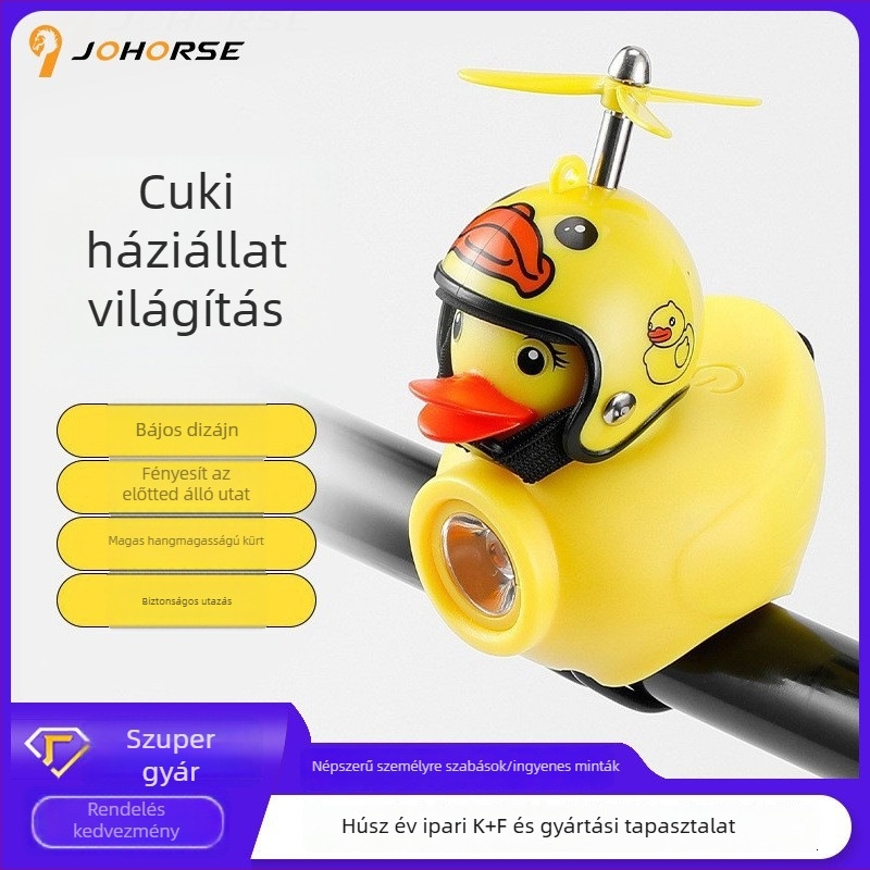Gyerekeknek való kerékpárfény sisakra kacsa formájú, rögzítés pánttal – 130 lm, 900 mAh akkumulátor, anyag szilikon+ABS, Jetcool