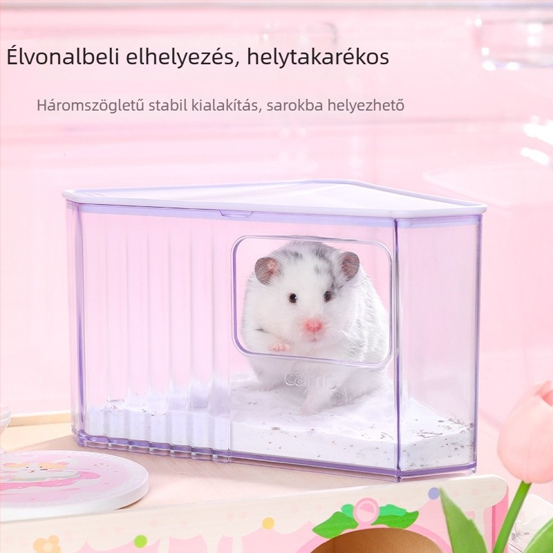 Carnocarno hörcsög fürdő és toalett – kettős használat: homoktál és fürdőkáda, fröccsenés elleni megoldás arany hörcsög számára
