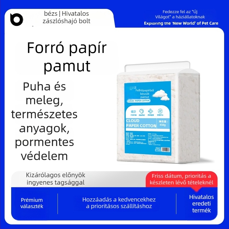 Belgi hörcsög alom felhő pamutpapírral, fa pulp + pamutrostok, 450 g, 45% pamut, OEM