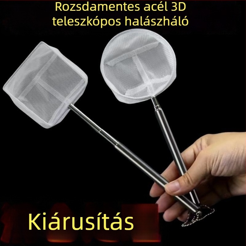Kézi, kihúzható akváriumi halászháló, sűrű hálóval
