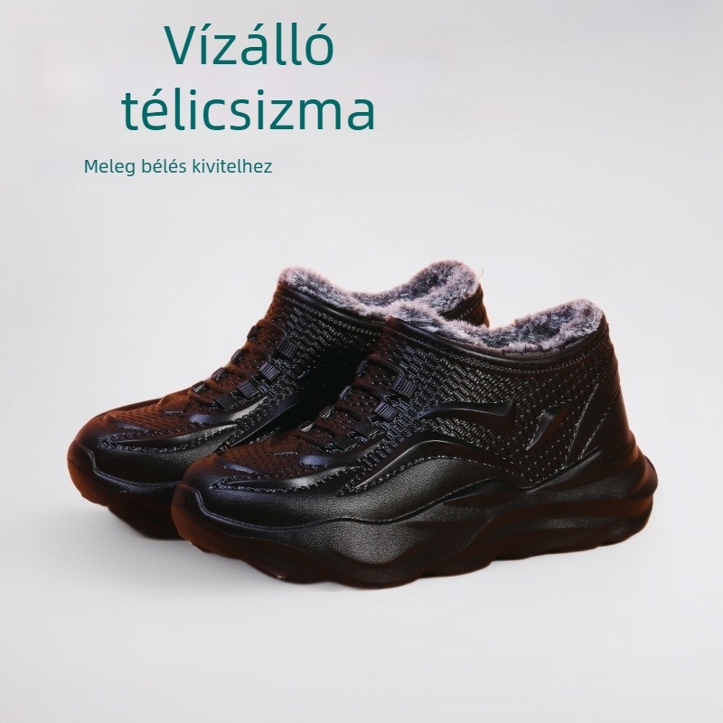 Férfi vízálló téli hócipő fleece béléssel, meleg, EVA felsőrész és talp, csúszásmentes