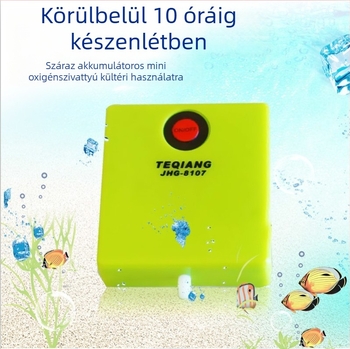 Akvarisztikai oxigénpumpa – mini, akkumulátoros, modell 8107, tömeg 150, DC-üzemű, kültéri használatra és horgászatra