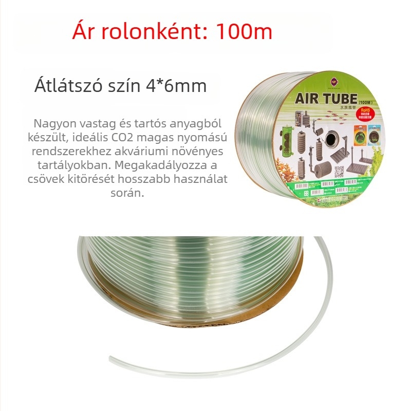 Akvarisztikus magasnyomású levegőcső, 4/6 mm, CO2 és oxigénpumpa