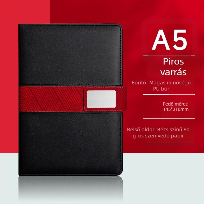 Notesz mesterséges bőr borítással, drótkötés, Dowling papír, 80 g/m², 100 oldal