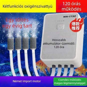USB-s oxigénpumpa otthoni használatra, akvakultúra, autóba szerelhető levegőztető, kültéri horgászathoz; tömeg 400 g