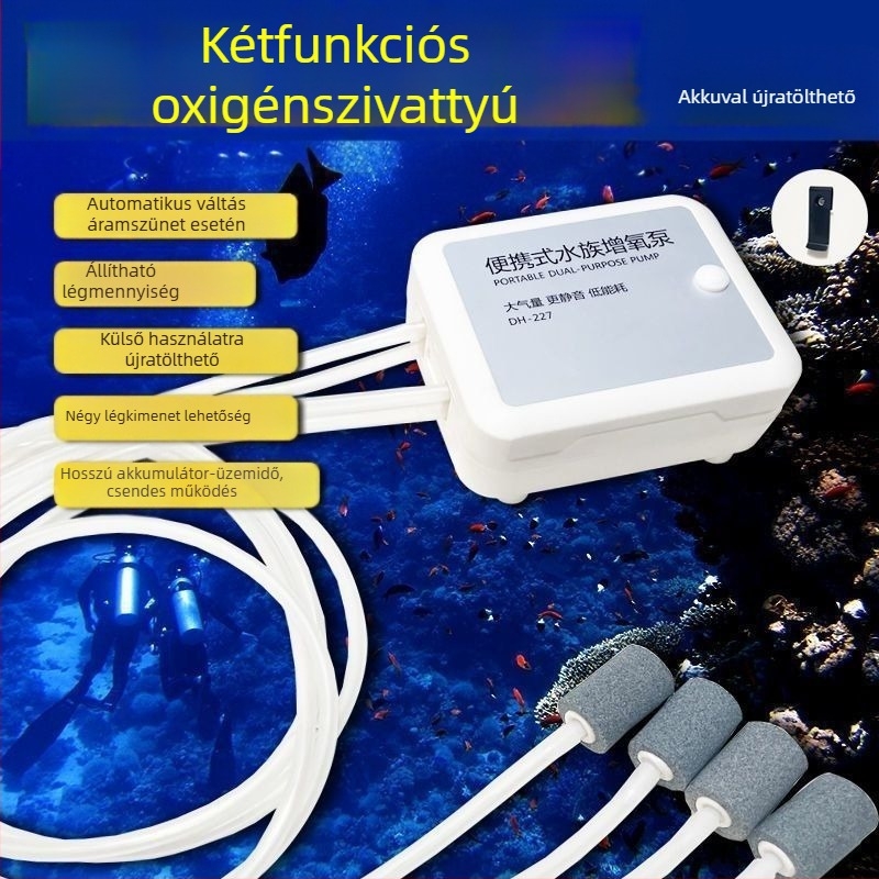 USB-s oxigénpumpa otthoni használatra, akvakultúra, autóba szerelhető levegőztető, kültéri horgászathoz; tömeg 400 g