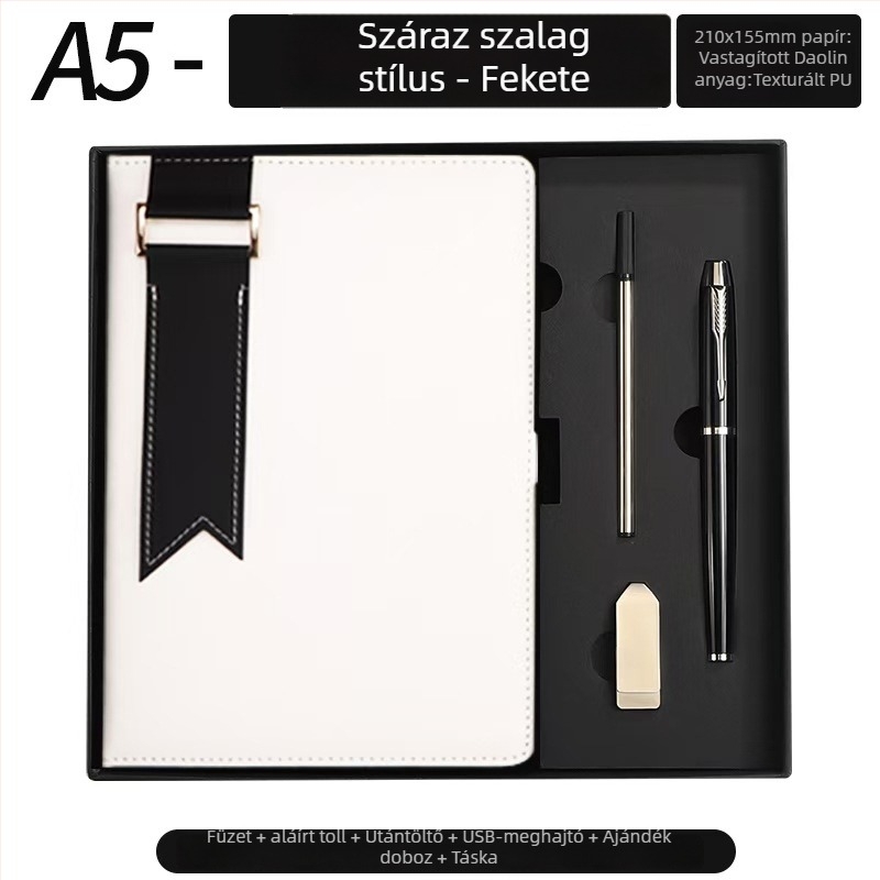 Füzet műbőr borítóval, drótkötéses kötés, Dowling papír, 100 g, 200 oldal