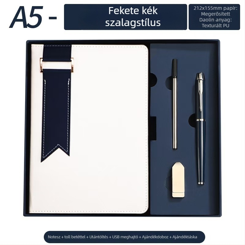 Füzet műbőr borítóval, drótkötéses kötés, Dowling papír, 100 g, 200 oldal