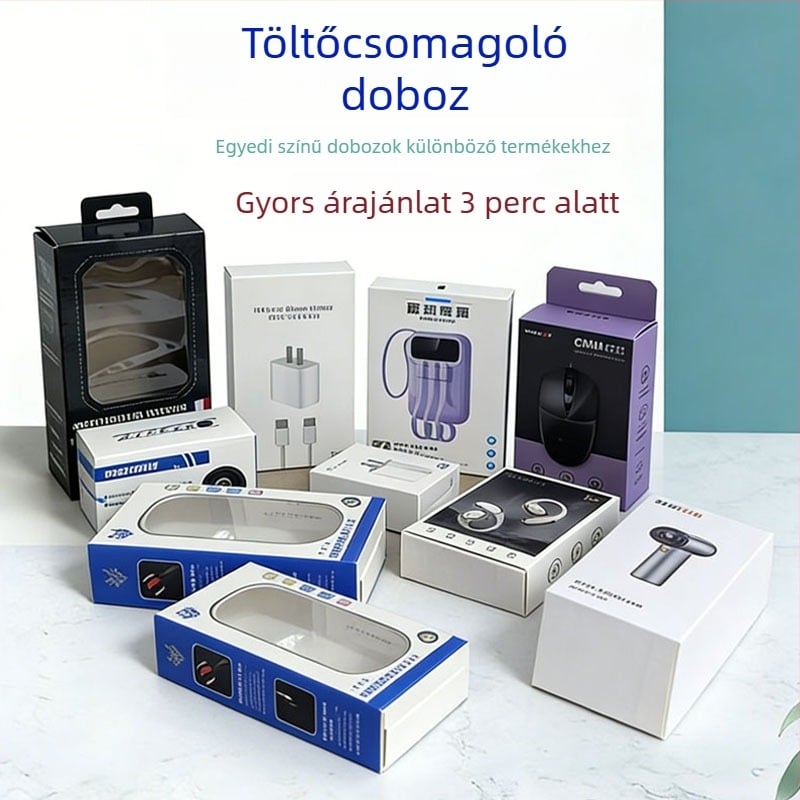 Töltőcsomagoló doboz ablakkal és dupla betéttel (Anyag: Papír/Papírdoboz; Doboz típusa: Fix papírdoboz; Nyomtatás: Offset nyomtatás; Papírsúly: 350; Modell: JBS-NY-XG002)