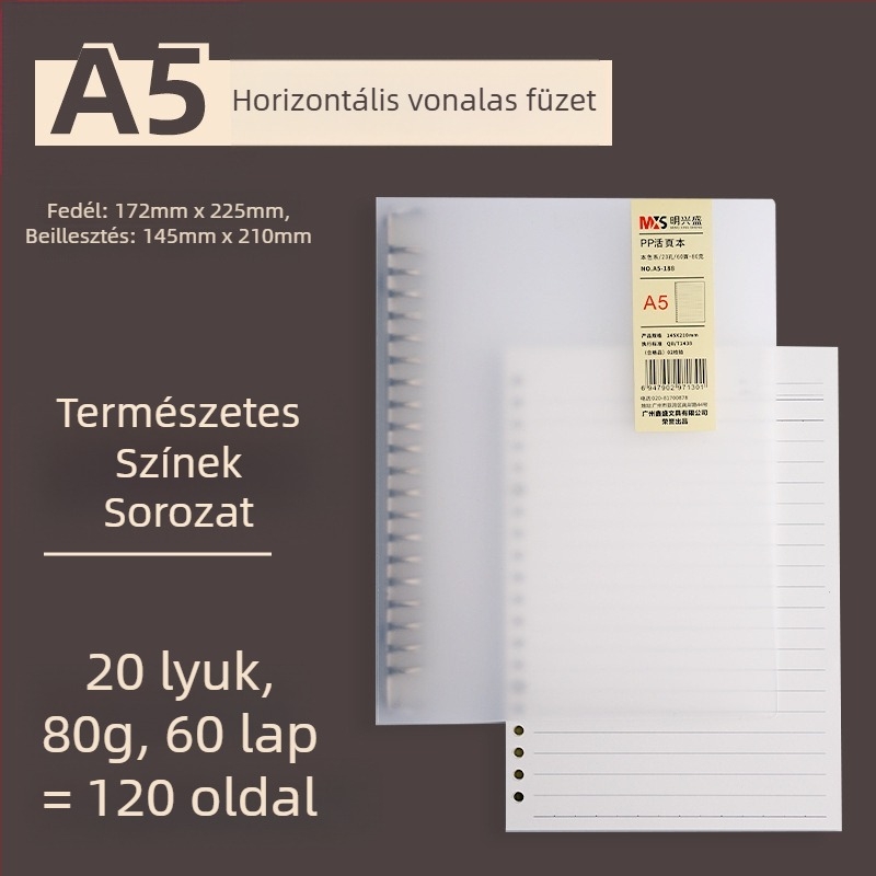 Ming Xingsheng újrahasznosítható, refillable lyukasztott lapok diákoknak, 50 lap, kerek lyukak, nyomtatott logó, testreszabás, licencelt magáncímke