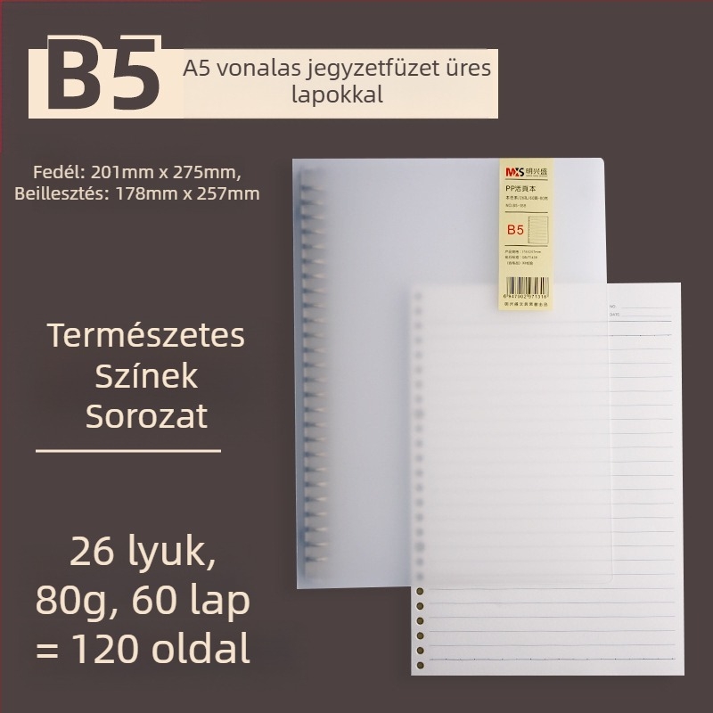 Ming Xingsheng újrahasznosítható, refillable lyukasztott lapok diákoknak, 50 lap, kerek lyukak, nyomtatott logó, testreszabás, licencelt magáncímke