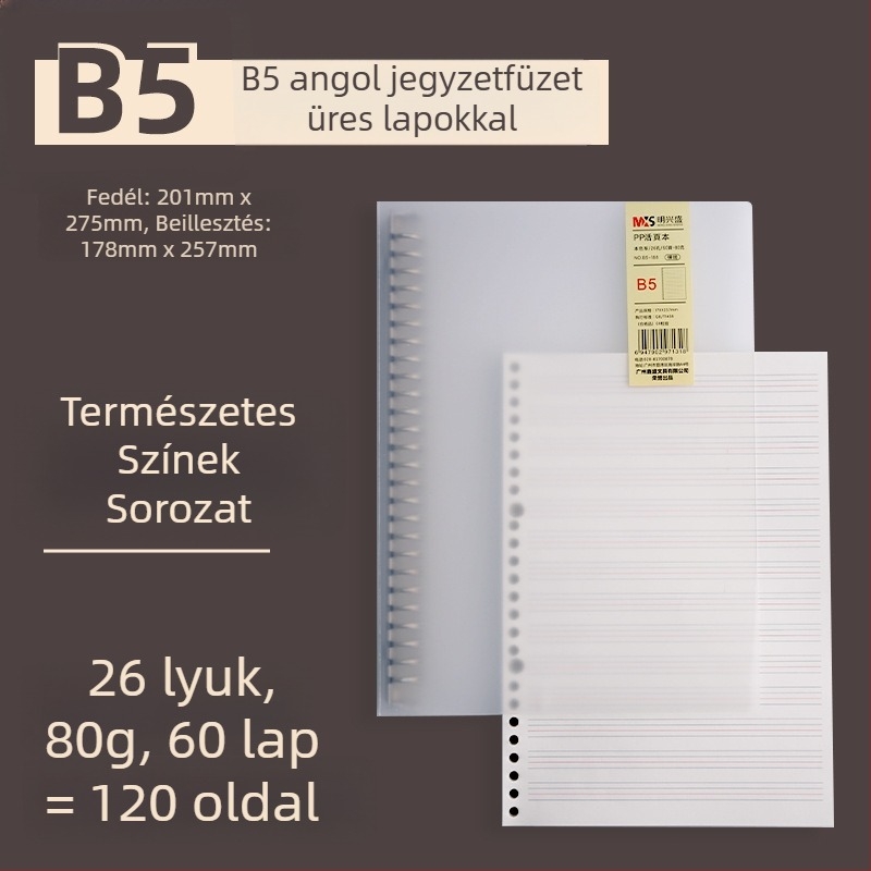 Ming Xingsheng újrahasznosítható, refillable lyukasztott lapok diákoknak, 50 lap, kerek lyukak, nyomtatott logó, testreszabás, licencelt magáncímke