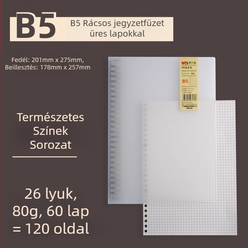 Ming Xingsheng újrahasznosítható, refillable lyukasztott lapok diákoknak, 50 lap, kerek lyukak, nyomtatott logó, testreszabás, licencelt magáncímke