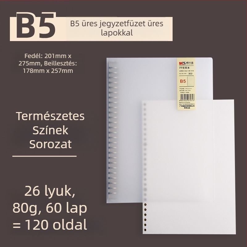 Ming Xingsheng újrahasznosítható, refillable lyukasztott lapok diákoknak, 50 lap, kerek lyukak, nyomtatott logó, testreszabás, licencelt magáncímke