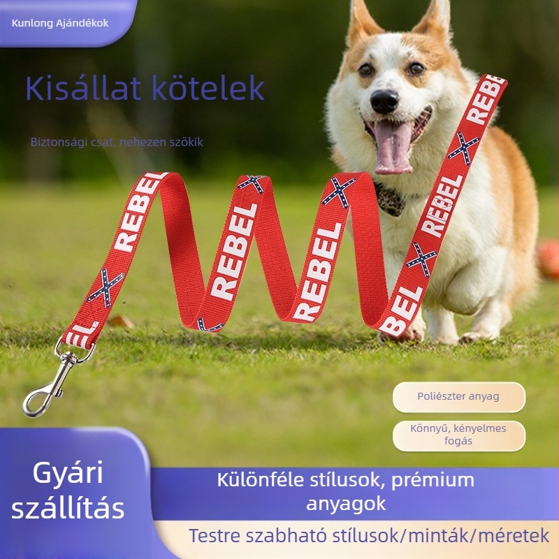 Személyre szabott háziállatpóráz kutyáknak és macskáknak, állítható, anti-szakítás, poliészter, Kunlong, Eredet Guangdong, Nyakörv méret L