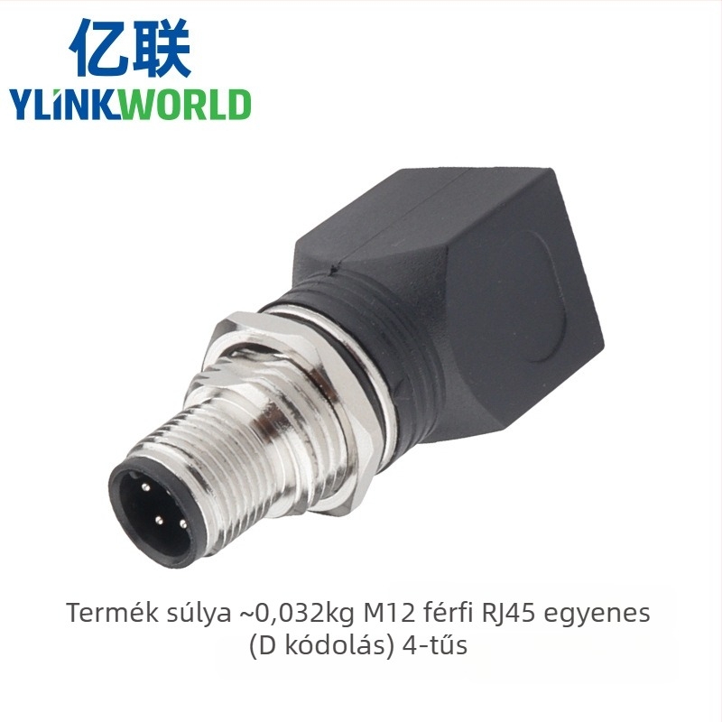 M12-RJ45 csatlakozó adapter, 4/8 mag, férfi és női, görbült és egyenes, IP68, kódolás A/D/X