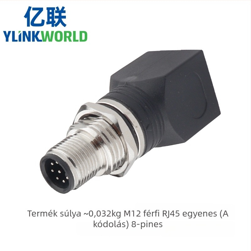 M12-RJ45 csatlakozó adapter, 4/8 mag, férfi és női, görbült és egyenes, IP68, kódolás A/D/X
