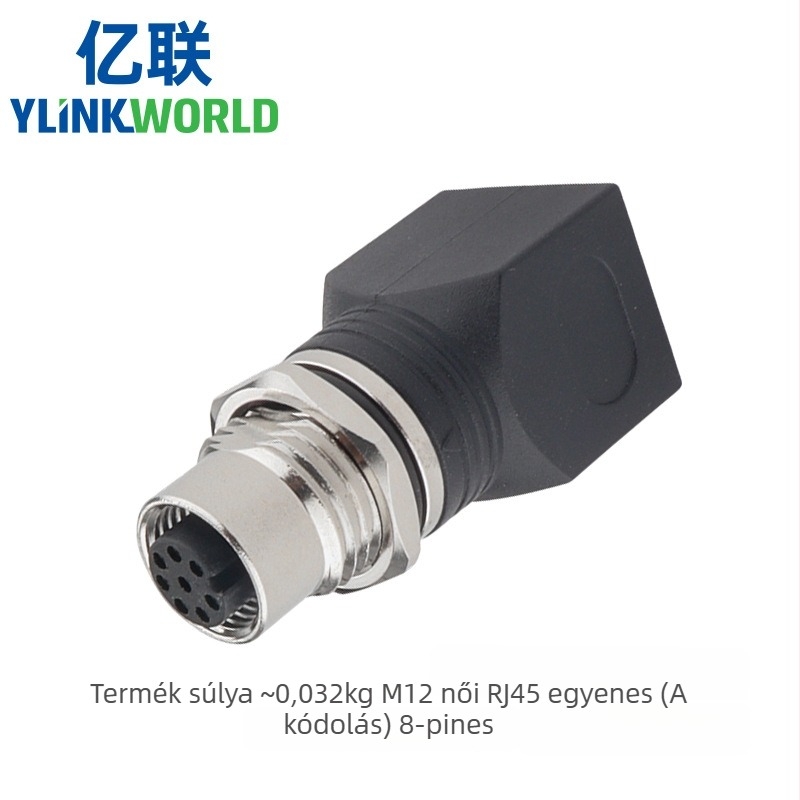M12-RJ45 csatlakozó adapter, 4/8 mag, férfi és női, görbült és egyenes, IP68, kódolás A/D/X