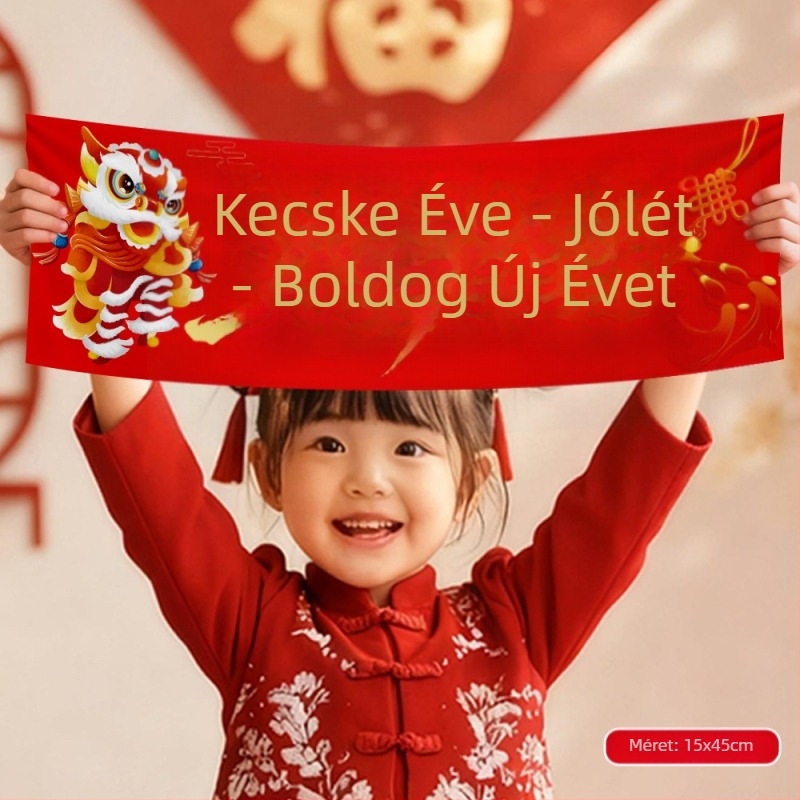 Kézben fogható Újévi Banner 2026 – Függő textil dekoráció, helyszíni rekvizit fotózáshoz (MNXHF)