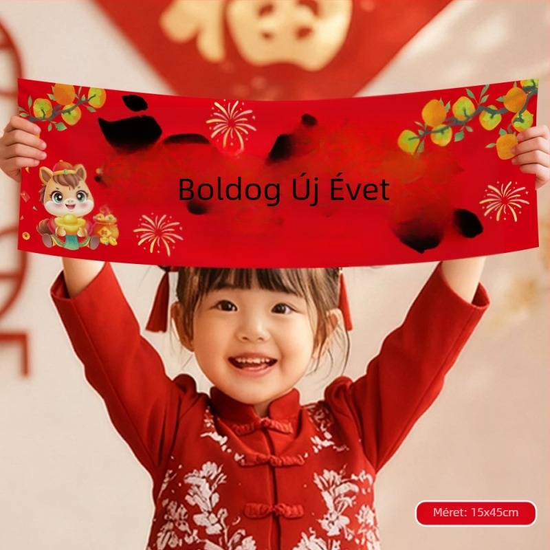 Kézben fogható Újévi Banner 2026 – Függő textil dekoráció, helyszíni rekvizit fotózáshoz (MNXHF)