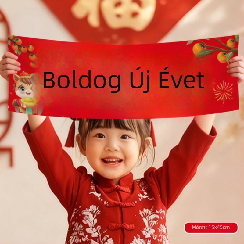 Kézben fogható Újévi Banner 2026 – Függő textil dekoráció, helyszíni rekvizit fotózáshoz (MNXHF)