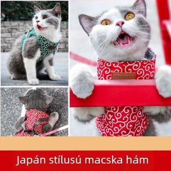 Mellény-stílusú macskahám és póráz, állítható, szövetanyag