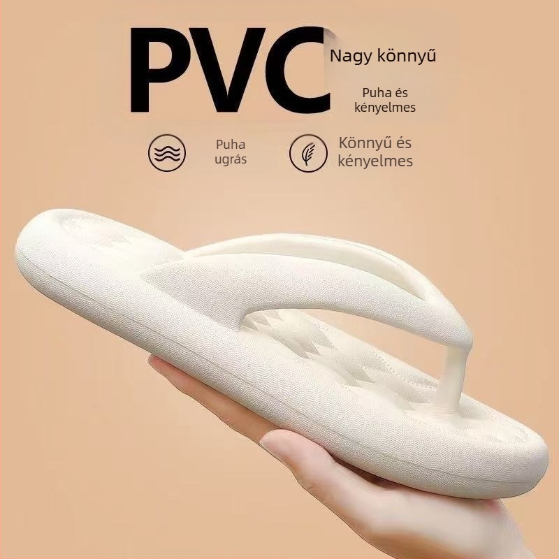 Férfi PVC papucs – csúszásmentes, kültéri strandpapucs, felső PVC, talp PVC, injekciós formázású talp, egyszerű sík stílus, nyár 2025