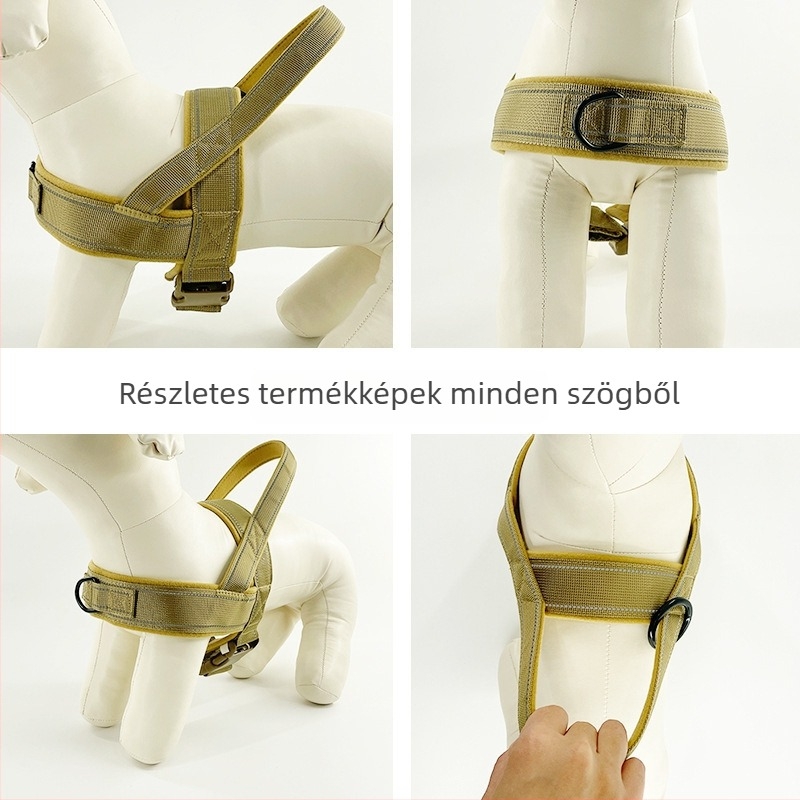 Nagy testű kutyák számára hám-stílusú mellényes póráz — Malinois, Golden Retriever, Német juhász, Border Collie