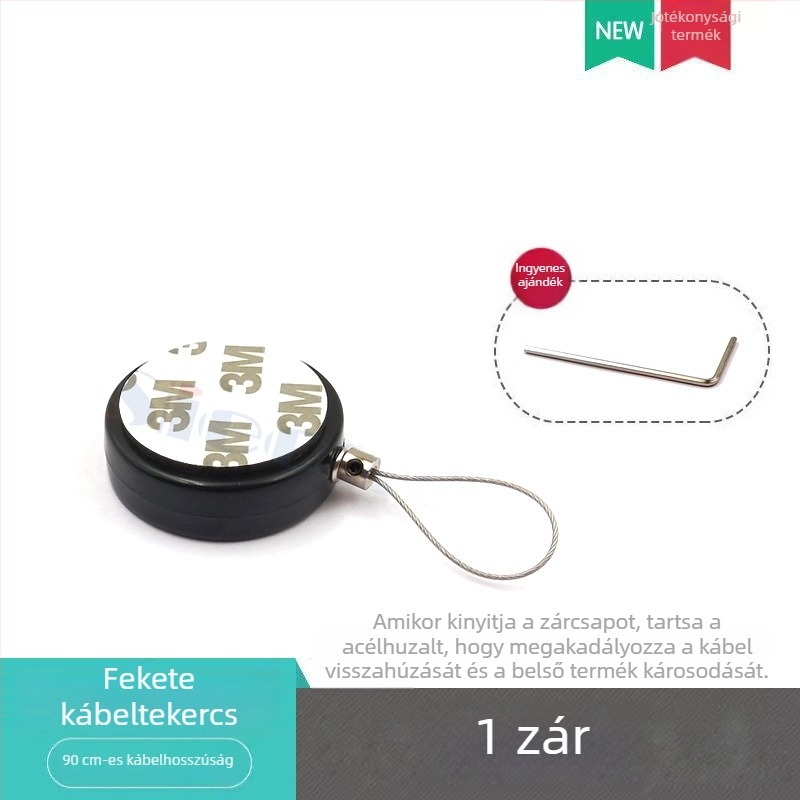 SIECAO lopás elleni kijelző visszahúzható doboz ékszerekhez — automatikus teleszkópos működés; Alkalmazás: ékszer- és óravitrinek; Testreszabás: különböző szálvégek rendelhetők; része az Anti-theft display sorozatnak