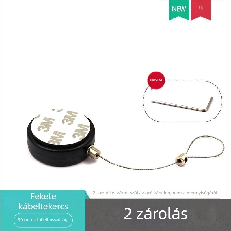 SIECAO lopás elleni kijelző visszahúzható doboz ékszerekhez — automatikus teleszkópos működés; Alkalmazás: ékszer- és óravitrinek; Testreszabás: különböző szálvégek rendelhetők; része az Anti-theft display sorozatnak