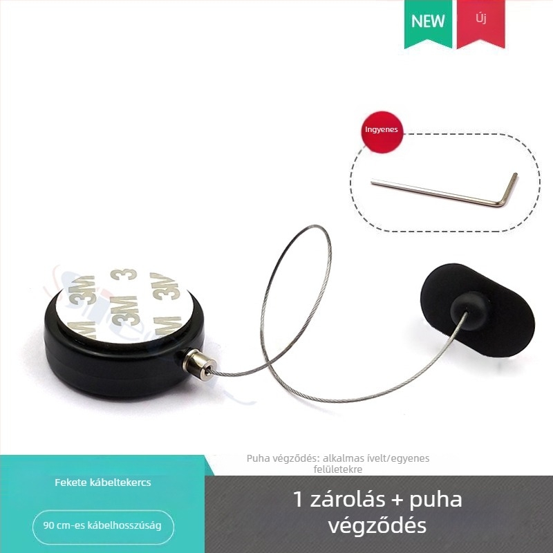 SIECAO lopás elleni kijelző visszahúzható doboz ékszerekhez — automatikus teleszkópos működés; Alkalmazás: ékszer- és óravitrinek; Testreszabás: különböző szálvégek rendelhetők; része az Anti-theft display sorozatnak